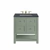 James Martin Vanities Breckenridge 30in Single Vanity, Smokey Celadon w/ 3 CM Charcoal Soapstone Top 330-V30-SC-3CSP